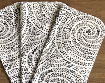 1 or 2ply 12"X11",  TOWELS, Cloth Napkins, 6 or 12 Black Circles Un-Paper Towels, Cloth Napkins, unpaper towel, kitchen paper towels