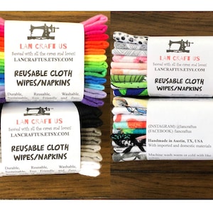 8&quot;x8&quot; 12 24 1 or 2ply, BABY WIPES, Custom or surprise prints Cloth Wipes, Facial Tissues Cotton, Zero Waste Products, LanCraftUS