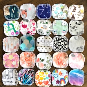 3” or 4" Surprise or Custom, Facial Rounds, Reusable  Face Wipes, Eye Make up Removals, Facial Wipes, Cloth Coasters -  LanCraftUS