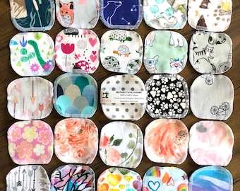 3” or 4" Surprise or Custom, Facial Rounds, Reusable  Face Wipes, Eye Make up Removals, Facial Wipes, Cloth Coasters -  LanCraftUS