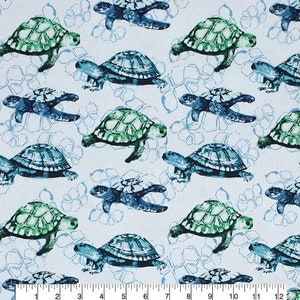 1 or 2ply 12"x11" UNPAPER TOWELS Sea Turtles Geo/ Cloth Cotton Flannel Napkins / Washable Reusable Paper Towels / Lan Craft US