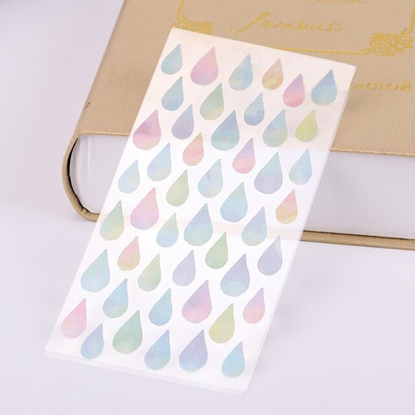 Multicoloured Rainbow Drops Raindrop Stickers For DIY Stationery Scrapbooking Diaries