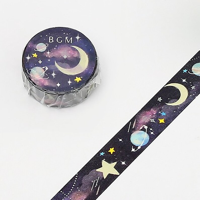 Beautiful Night Dream Cosmic Moon Planets Washi Masking Tape Japanese Tape For Scrapbooking Journal DIY Paper Projects