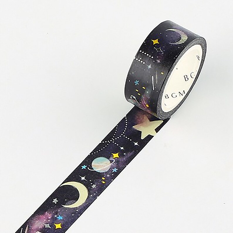 Beautiful Night Dream Cosmic Moon Planets Washi Masking Tape Japanese Tape For Scrapbooking Journal DIY Paper Projects