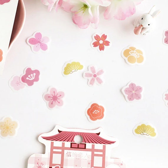 45Pc Sakura Garden Cherry Blossom Japanese Style Stickers For Beautiful Mini DIY Scrapbooking Bujo Journal Crafts