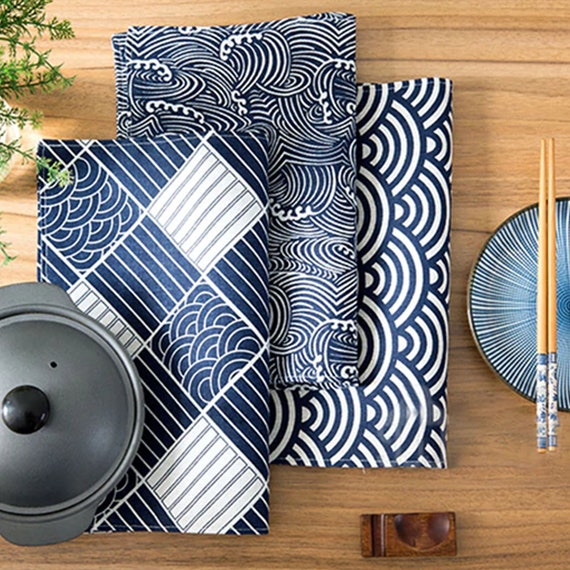 Japanese Style Wave/Scale Placemat Design Fashion Fabric Table Mats With Nice Design. Tableware, Dinner Aesthetic