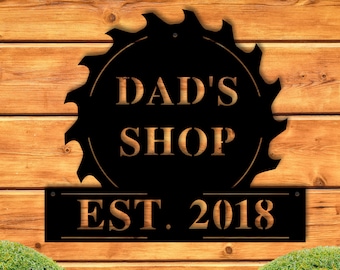 Personalized Fathers Day Sign for Dad, Dads Workshop Sign,Personalized Fathers Day Gift for Dad, Garage Sign, Custom Metal Sign, Dad Gift