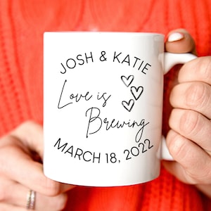 Love is Brewing Coffee Mug, Wedding Favor Coffee Cups, Coffee Favors, Wedding Party Favors,Bridal Party Gifts,Coffee Mug for Bride and Groom