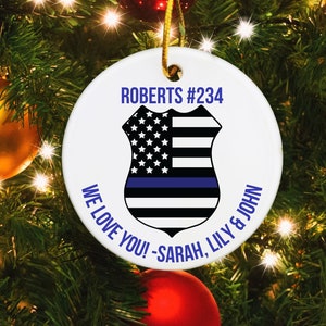Custom Police Ornament, Police Badge Ornament, Personalized Police Ornament, Police Officer Gifts, Police Christmas Ornament, Christmas Gift