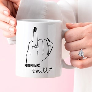 Engagement Gifts for Couples Women Newly Engaged Gifts Unique Mr and Mrs Wedding Engaged AF Soy Wax Candle Gifts for Her Ring Finger Coffee Mug