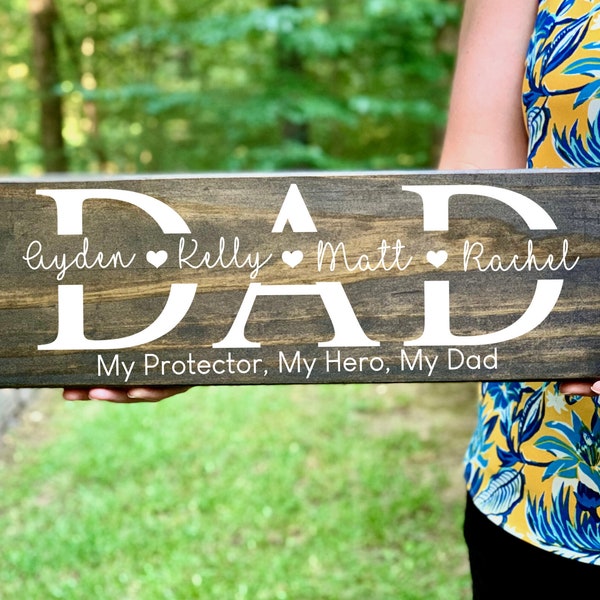 Dad Sign with Kids Names, Personalized Dad Sign, Sign with Kids names for Dad, Father's Day Gift, Dad Sign, Christmas Birthday for Dad