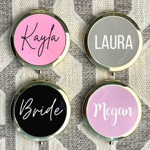 Bridesmaid Mirror, Bridesmaid Gift, Personalized Pocket Mirror, Name Pocket Mirror, Handheld Compact Mirror, Cosmetic Mirror, Purse Mirror