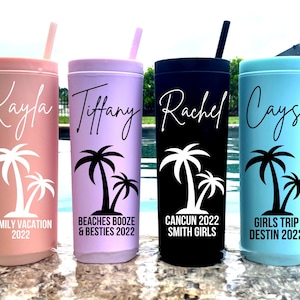 Personalized Skinny Clear Tumbler Cup With Straw Girls Trip, Vacation,  Bachelorette, Beach Trip, Hostess Gift, Teacher Gift 