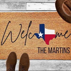 Personalized Texas Doormat, Texas Welcome Mat, Lone Star State, Texas Pride, State Doormat, State of Texas, Texas Decor Home Outdoor Decor