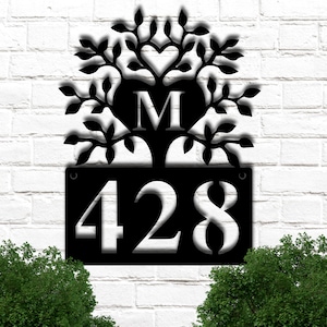 House Number Plaque, Metal Address Numbers, Address Plaque, Front Porch Decor, Porch Signs, Metal Signs, Decorative Address Tree Wall Art
