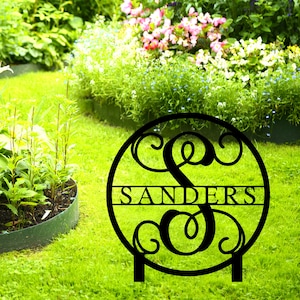 Family Last Name Metal Yard Sign, Lawn Metal Signs, Personalized Garden Signs with Stakes