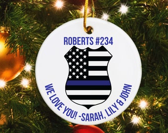 Custom Police Ornament, Police Badge Ornament, Personalized Police Ornament, Police Officer Gifts, Police Christmas Ornament, Christmas Gift