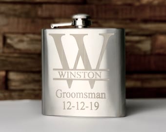 Engraved Flask Personalized Stainless Steel Flask for Groomsmen