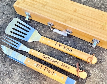 Personalized Fathers Day Gift, Personalized Dad Gift, Fathers Day Gift, Gift for Grandpa, Gift for Husband, Grilling Gift Sets, Grill Tools