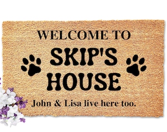Custom Dog Door Mat, Welcome Mat for Dog, Doormat Dog, Personalized Doormat, Paw Prints Doormat, Funny Dog Doormat, Dog Lover Gift