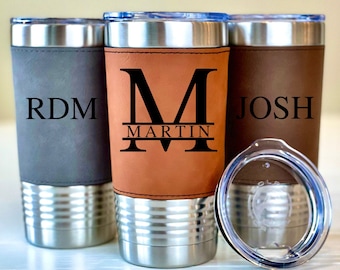 Personalized Engraved 20 oz Tumbler, Polar Camel Tumbler, Tumbler Personalized,Leatherette Tumbler, Steel Tumbler, Dad Birthday Gift for Him