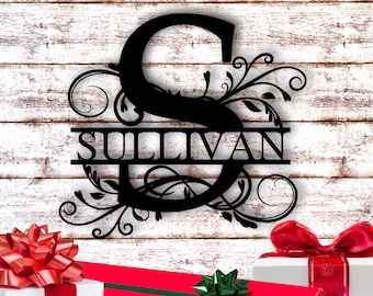 Custom Metal Name Sign, Family Name Metal Sign, Personalized Last Name Sign, Door Hanger, Outdoor Metal Sign, Wedding Gift, Monogram Sign