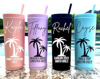 Personalized Vacation Tumbler, Family Vacation Cups, Beach Vacation Tumbler, 2022 Family Trip Gift, Bachelorette Trip, Girls Trip Tumbler