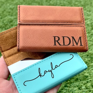 Personalized Business Card Holder, Monogrammed Business Card Holder, Customized Business Card Holder,  Custom Office Supplies, Leatherette