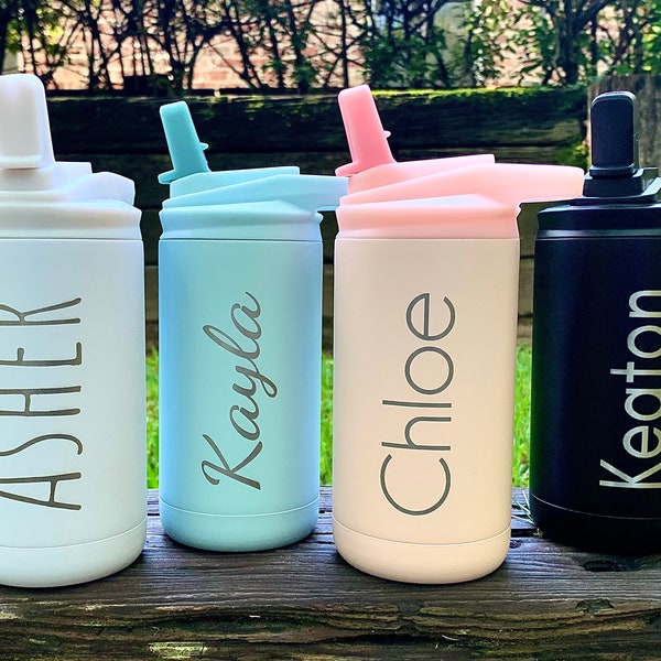 Engraved Kids Water Bottle,Personalized Tumbler for Kids,Water Bottles with Names, Custom Kids Cup, 12 oz Stainless Steel Metal Tumbler Cup