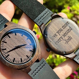 Engraved Wooden Watches for Men, Wood Watch, Mens Wood Watch, Personalized Watch, Custom Watch, Boyfriend Gift, Husband Gift, Gifts for Dad image 1