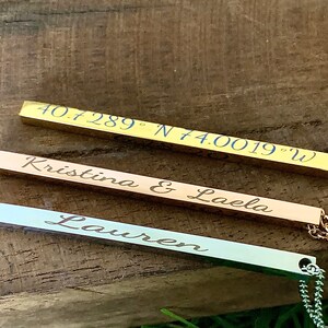 Personalized Vertical Bar Necklace,Engraved Bar Necklace,Name Bar Necklace Personalized,3D Bar Necklace,Personalized Name Necklace for Women
