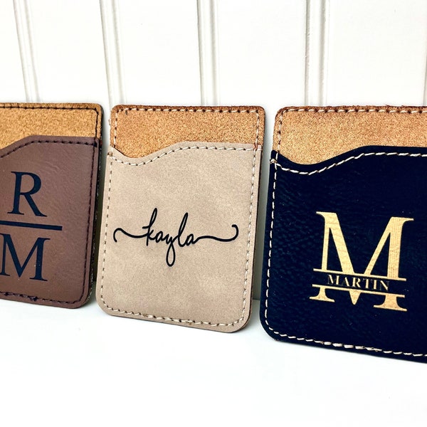 Personalized Cell Phone Wallet, Custom Phone Wallet, Engraved Phone Wallet Stick On, Phone Card Holder, Phone Wallet, Cell Phone Card Caddy