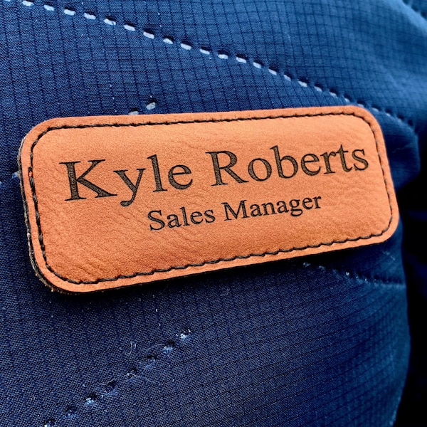 Personalized Name Tag, Leather Nametag, Magnetic Name Tags, Custom Engraved Name Tag