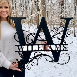 Split Letter Monogram,Metal Sign,Door Hanger,Family Name Sign,Door Hanger,Housewarming Gift,Wedding Gift,Metal Monogram Sign,Last Name Sign