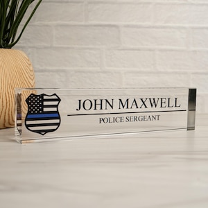 Police Gift for Officer, Law Enforcement Personalized Gift for Police Officer Desk Name Plate, Personalized Name Plate for Desk Name Plate