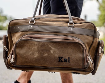 Personalized Weekender Bag, Groomsmen Gifts, Monogram Duffle Bag, Groomsmen Bags, Christmas Gifts for Him,Boyfriend Gift for Men Leather Bag