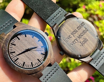 Engraved Wooden Watches for Men, Wood Watch, Mens Wood Watch, Personalized Watch, Custom Watch, Boyfriend Gift, Husband Gift, Gifts for Dad