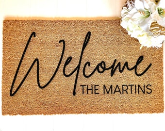 Personalized Doormat with Family Name, Last Name Custom Door Mat, Welcome Mat, Housewarming Gift, New Home Gift, Welcome Mat, Realtor Gift