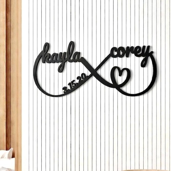 Metal Infinity Sign with Names and Date