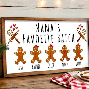 Nana Gift from Grandkids, Christmas Gifts for Nana Kitchen Sign for Grandma Gift Personalized Gifts for Grandma, Nana's Favorite Batch Sign