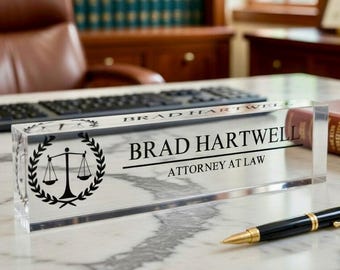 Lawyer Desk Name Plate, Clear JD Judge Nameplate, Lawyer Appreciation Gift, Juris Doctor Judge Law School Graduation Gift, Attorney Gifts