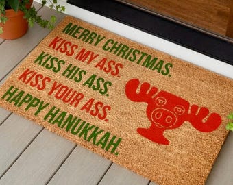Christmas Vacation Doormat, Merry Christmas Kiss My Ass, National Lampoon Christmas Vacation, Clark Griswold Quote, Funny Christmas Door Mat