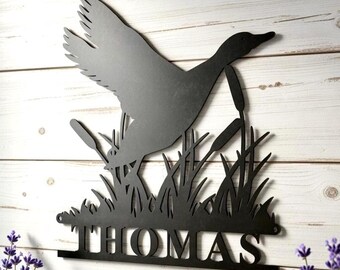 Personalized Duck Sign, Duck Hunting Sign, Duck Hunter Gift, Personalized Family Name Sign, Last Name Metal Sign, Hunters Gifts for Dad