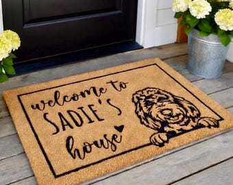 Goldendoodle Name Doormat, Funny Dog Doormat, Custom Doormat, Dog Name Doormat, Funny Doormat, Home Doormat, Custom Welcome Door Mat Funny