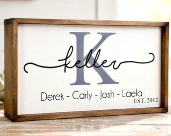 Family Name Sign With Kids Names, Last Name Wood Sign, Family ...