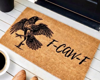 F-Caw-F Funny Crow Doormat, Funny Doormat, Funny Door Mat, Rude Doormat, Funny Welcome Mat, Go Away Doormat, Go Away Door Mat, Please Leave