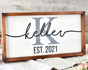 Personalized Family Name Sign Wood, Farmhouse Family Wall Sign,Family Established Plaque, Gift for Family Wood Establish Sign,Last Name Sign