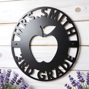 Teacher Door Sign, Metal Classroom Sign, Personalized Metal Door Hanger, Teacher Appreciation, School Teacher Gifts, Classroom Wall Decor