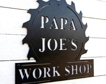 Custom Workshop Sign Metal, Personalized Fathers Day Gift for Dad, Garage Sign, Mancave Sign,Metal Sign for Garage,Personalized Sign for Dad