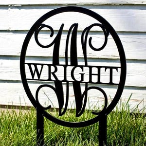 Personalized Metal Garden Sign with Family Last Name, Monogrammed Metal Sign, Initials, Garden Stake, Custom Yard Sign, Lawn Sign
